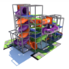 Multi-level indoor playground with enclosed tunnels, tube slides, and climbing elements for kids IP24109