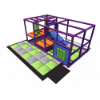 Indoor toddler playground with enclosed climbing frame, obstacle rollers, and soft flooring tiles IP24112