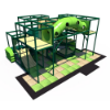 Tunnel Fun indoor playground with overhead crawl tunnel, double slide, and multi-level platforms on safety tiles IP24118