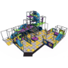 Large tri-level indoor playground with helicopter play feature, tube slide, crawl tunnels, and expanded toddler play zone IP24123
