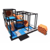 Indoor playground with curved tube slide, crawl tunnel, elevated platforms, and sensory play panels for kids IP24124