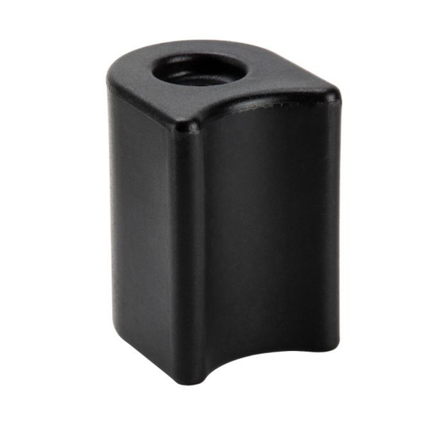Black plastic playground landscape timber end cap for finishing border edges and closing gaps in mulch containment systems