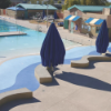 Pool deck with PolySplash rubber surfacing offering slip resistant and UV stable flooring around aquatic recreation areas