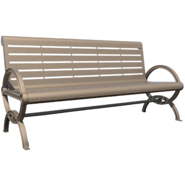 Gateway Horizontal 6 Foot Steel Bench with Back and Aluminum Frame