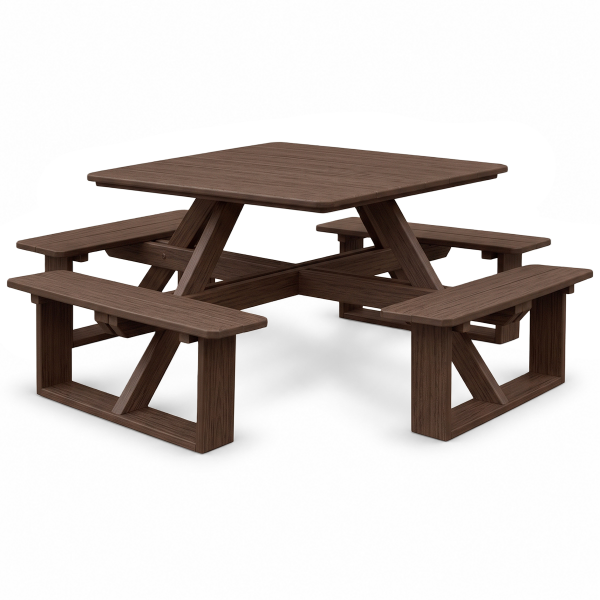 44" Square Poly Recycled Plastic Walk-In Picnic Table